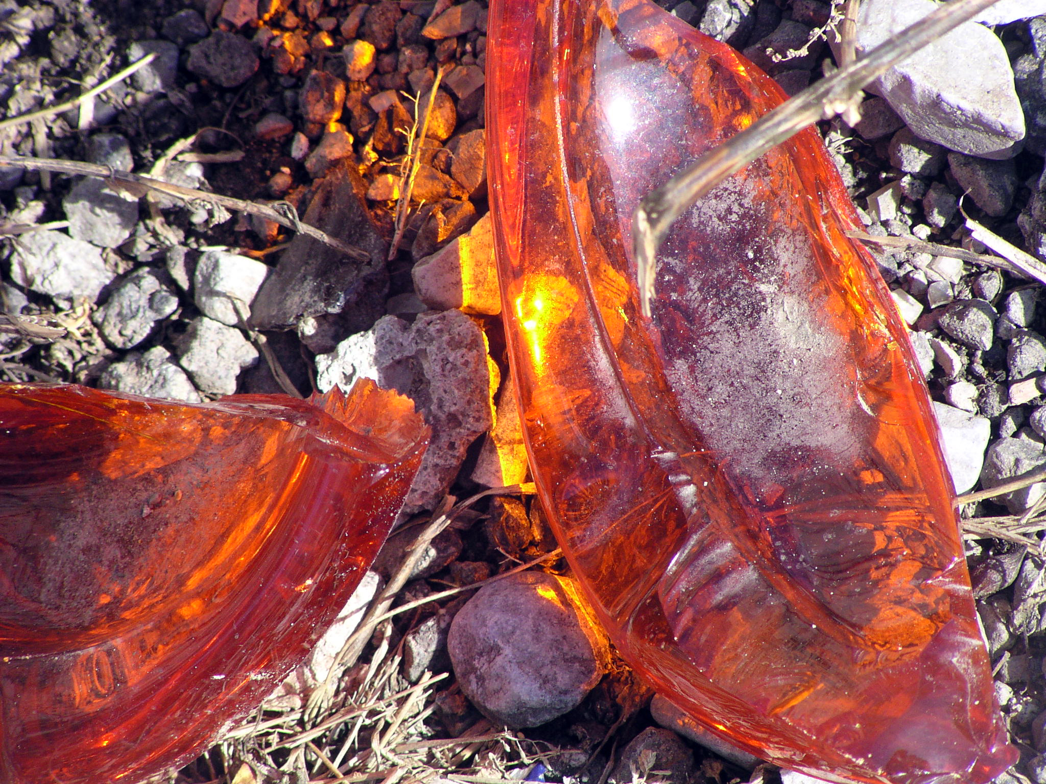 pieces of orange glass