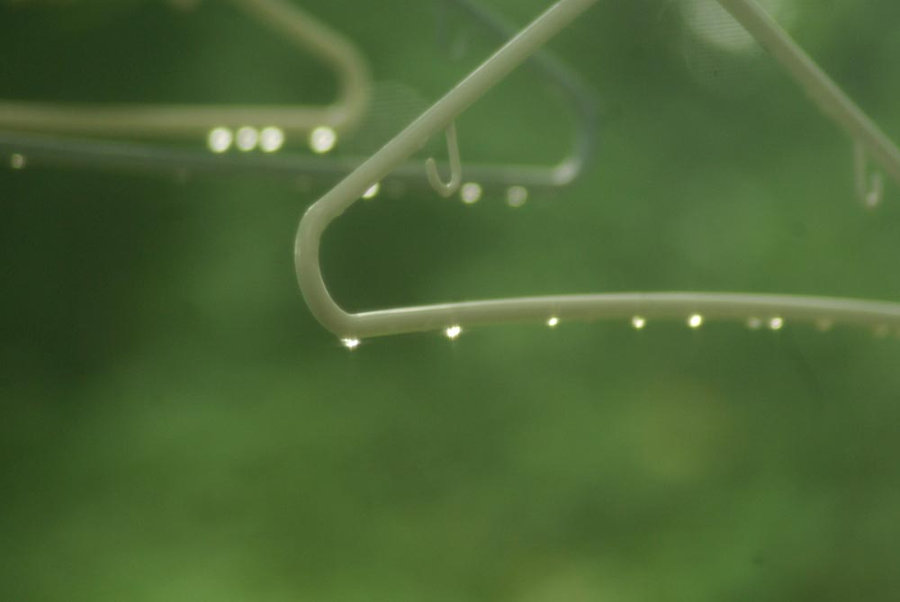 photo of raindrops on hangers