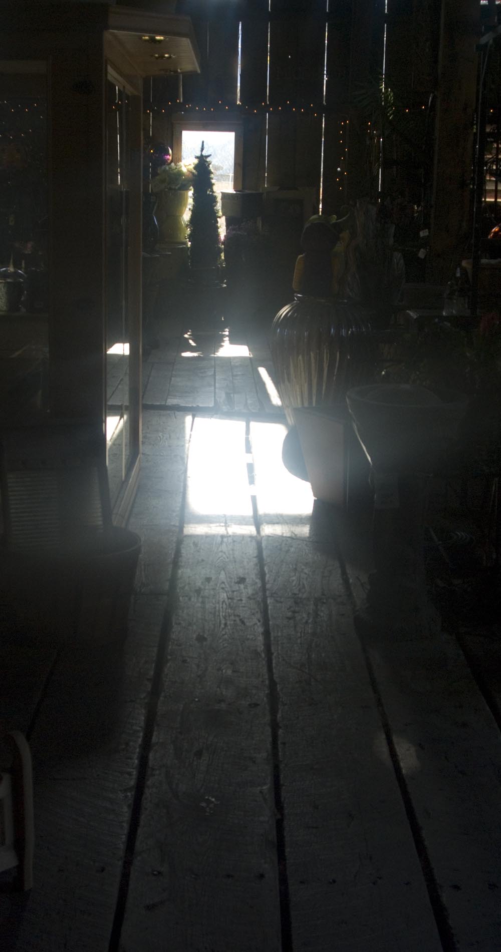 photo of light coming in barn window