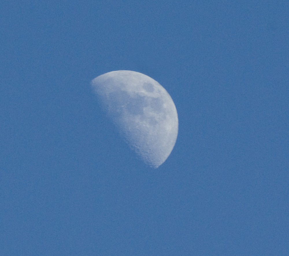 first quarter moon during day