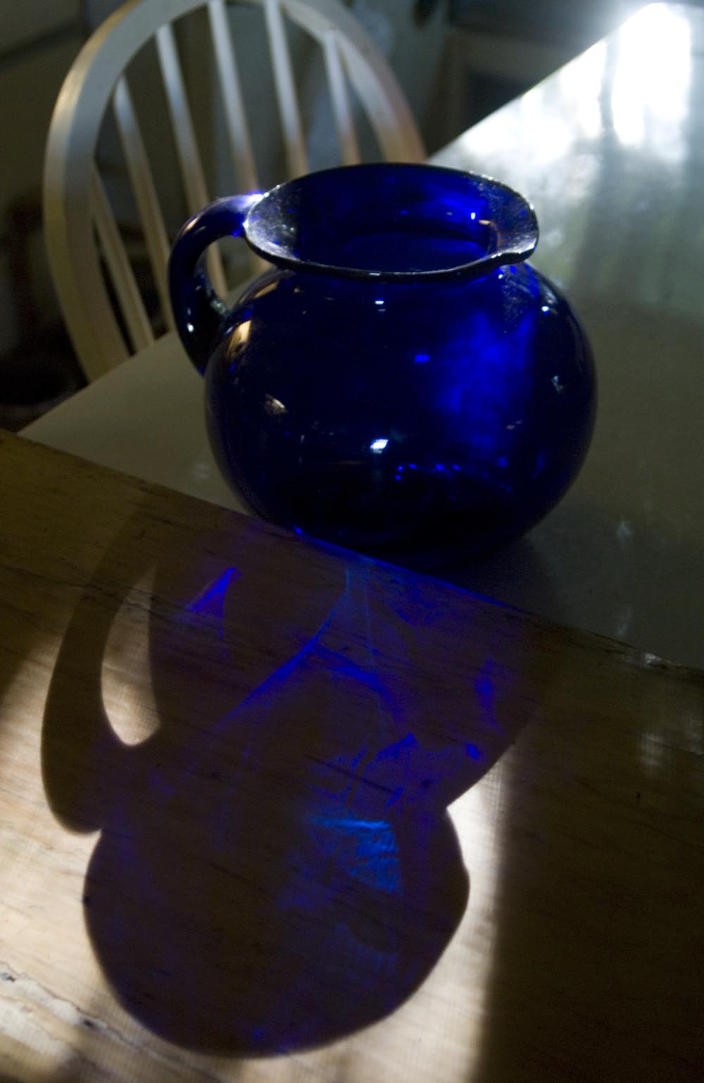 blue pitcher