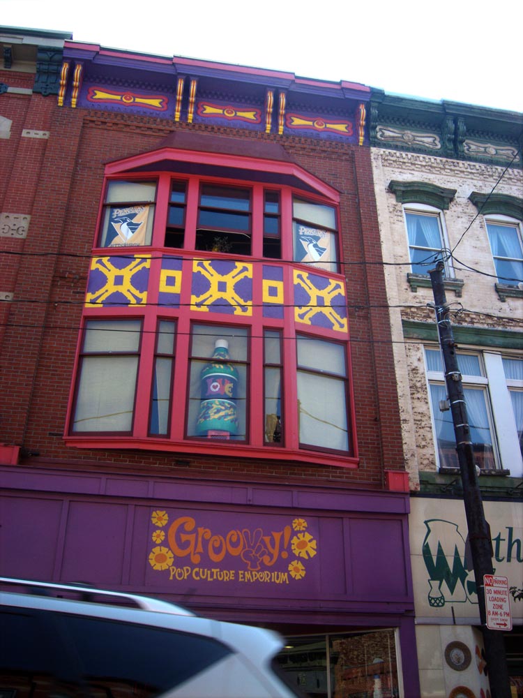 photo of building painted in 60s retro
