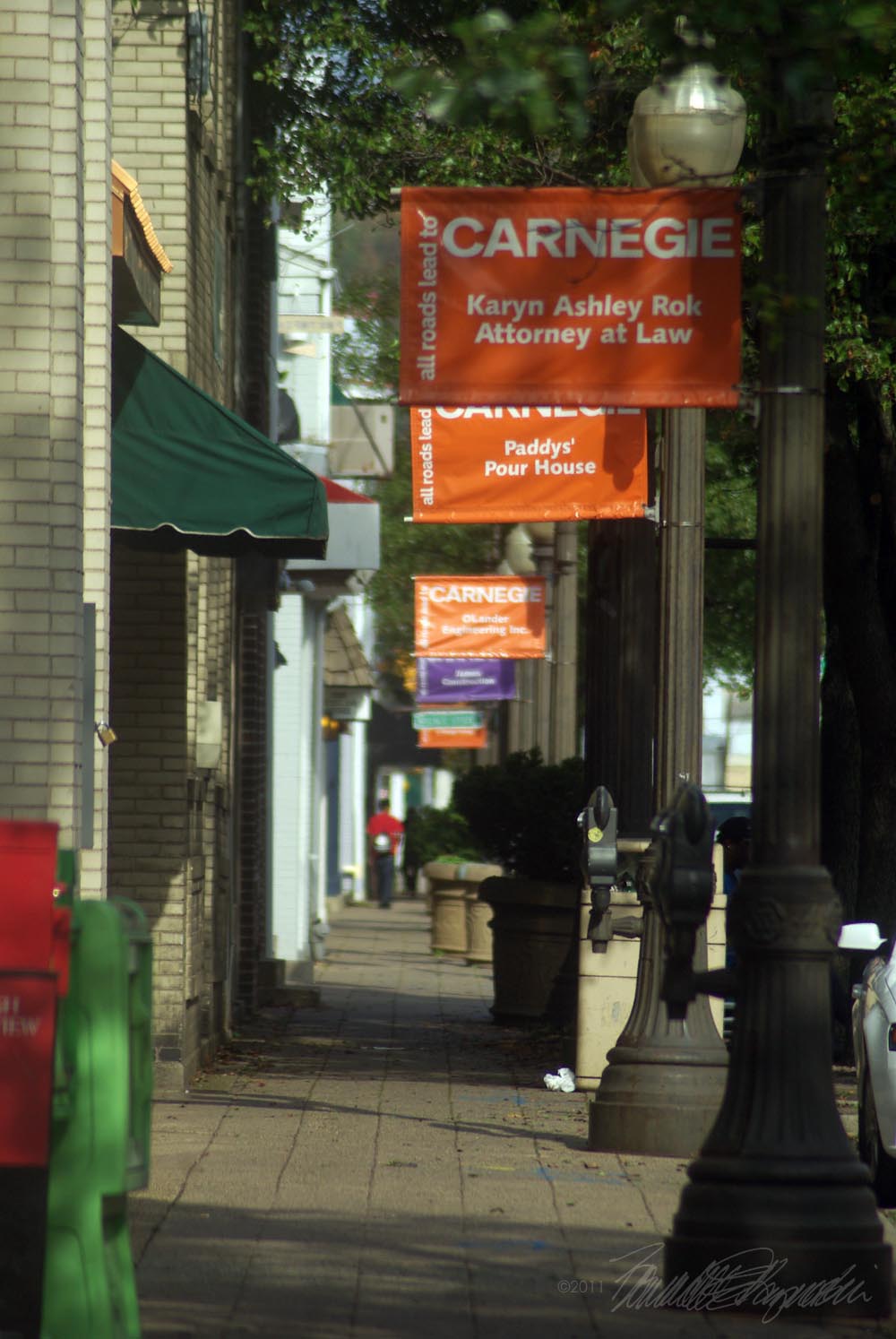Banners on Main Street in Carnegie PA