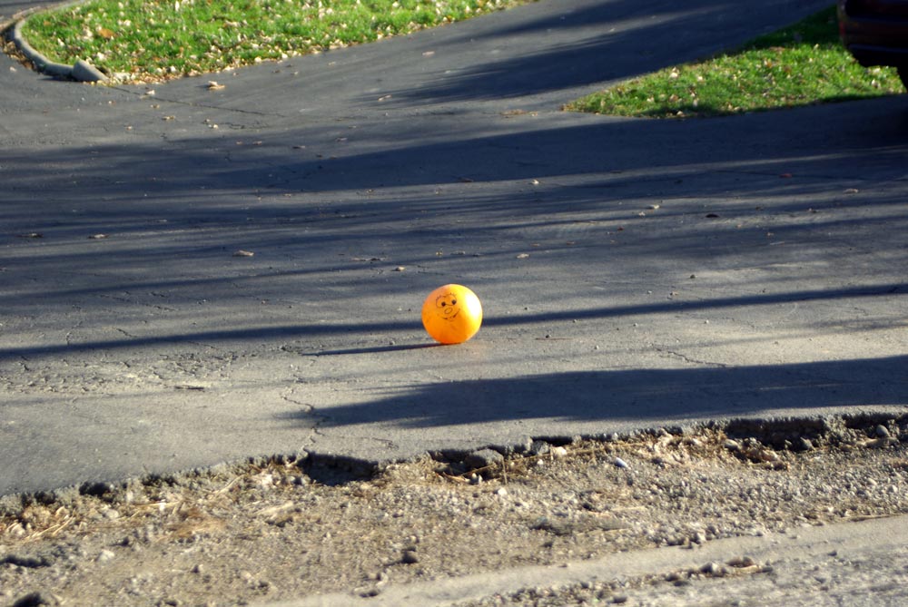 orange ball on street