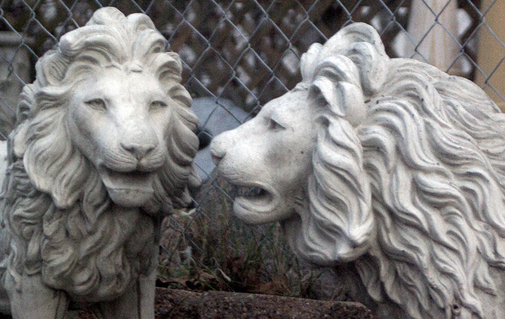 two stone lions