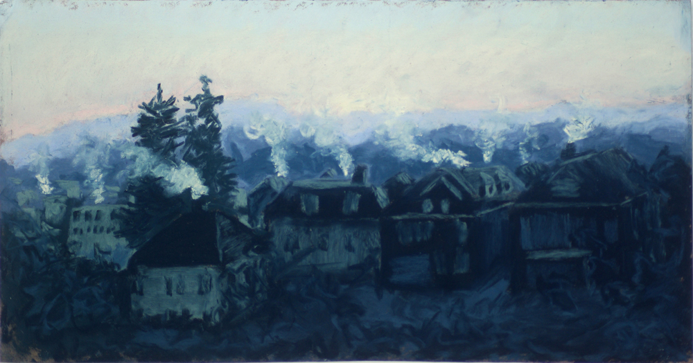 pastel painting Frosty Morning, Just Before Dawn, pastel © B.E. Kazmarski