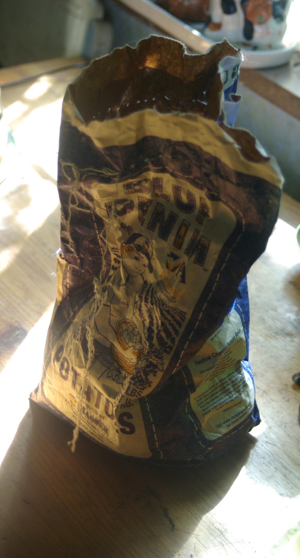 potato bag with reflected light