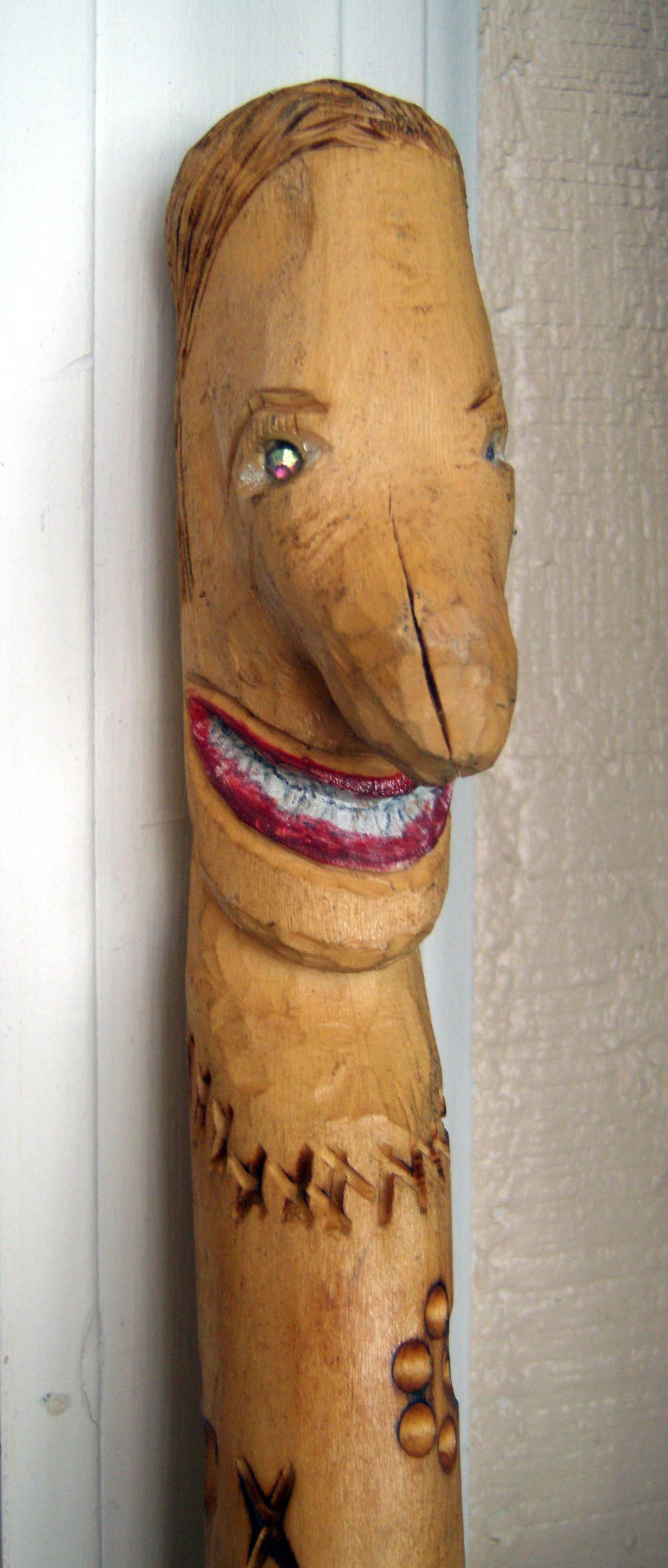 carved walking stick