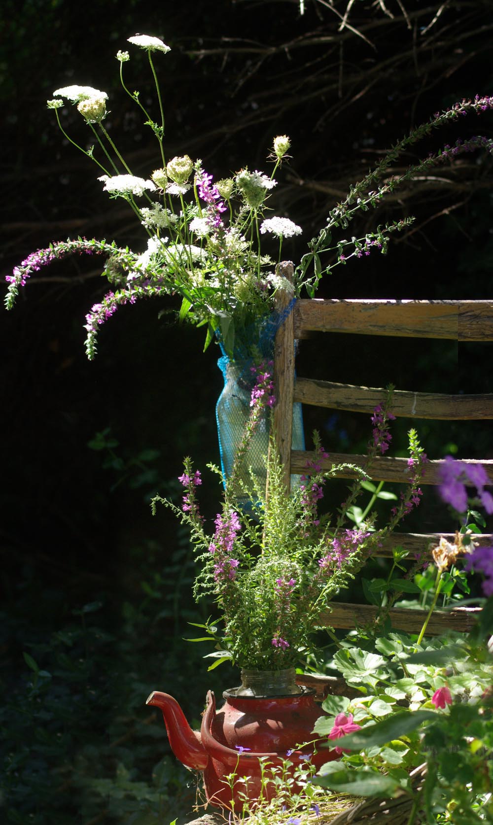 wildflowers in vases