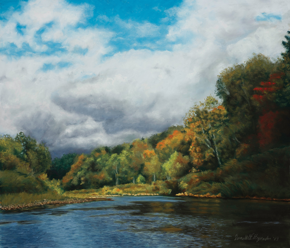 pastel painting of autumn landscape