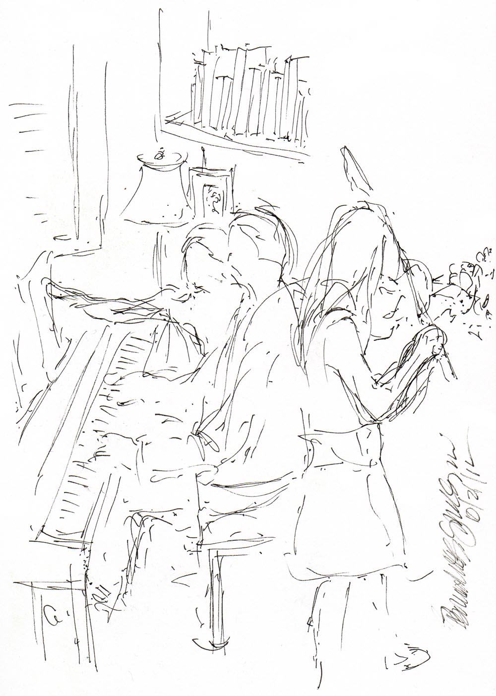 ink sketch of musicians