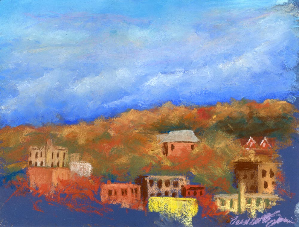 pastel painting of autum scene