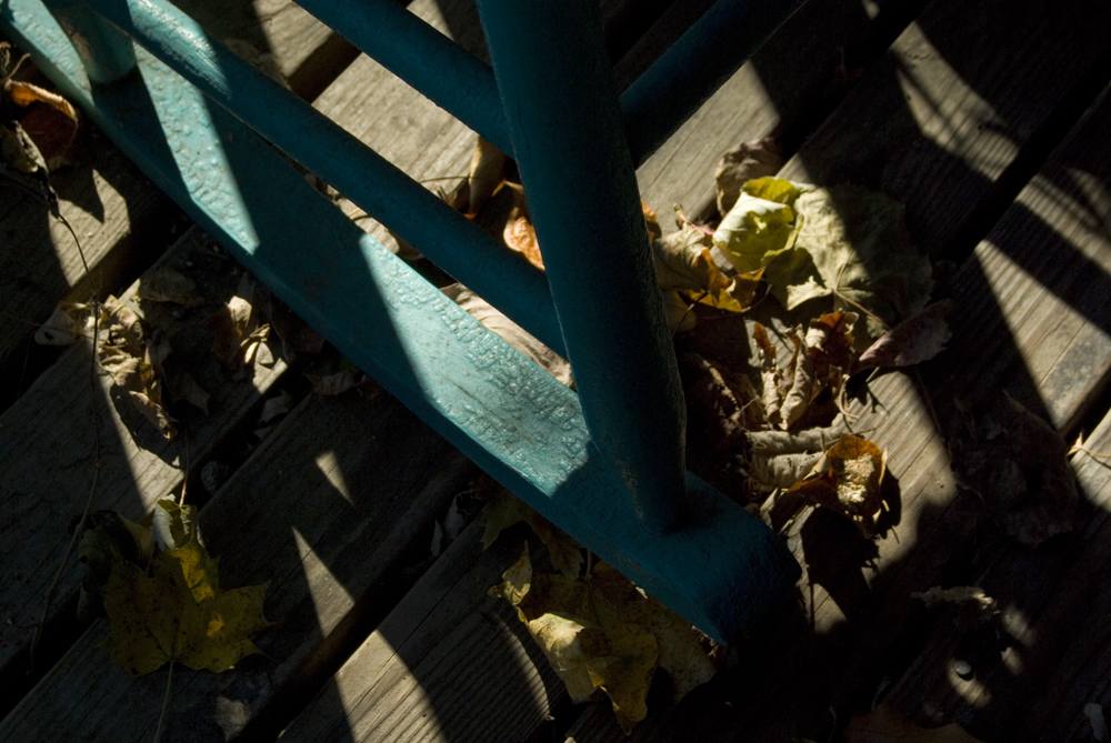 photo of leaves and rocker