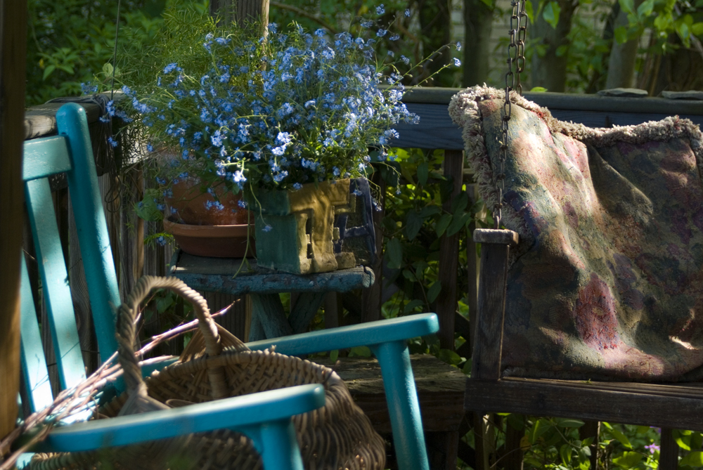 photo of deck with flowers