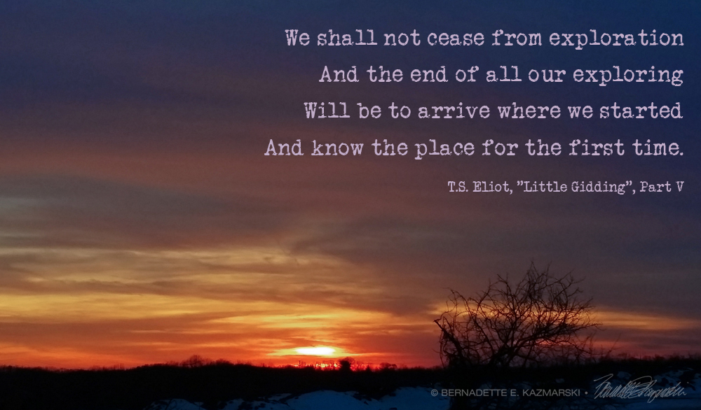 Winter sunset with eliot quote