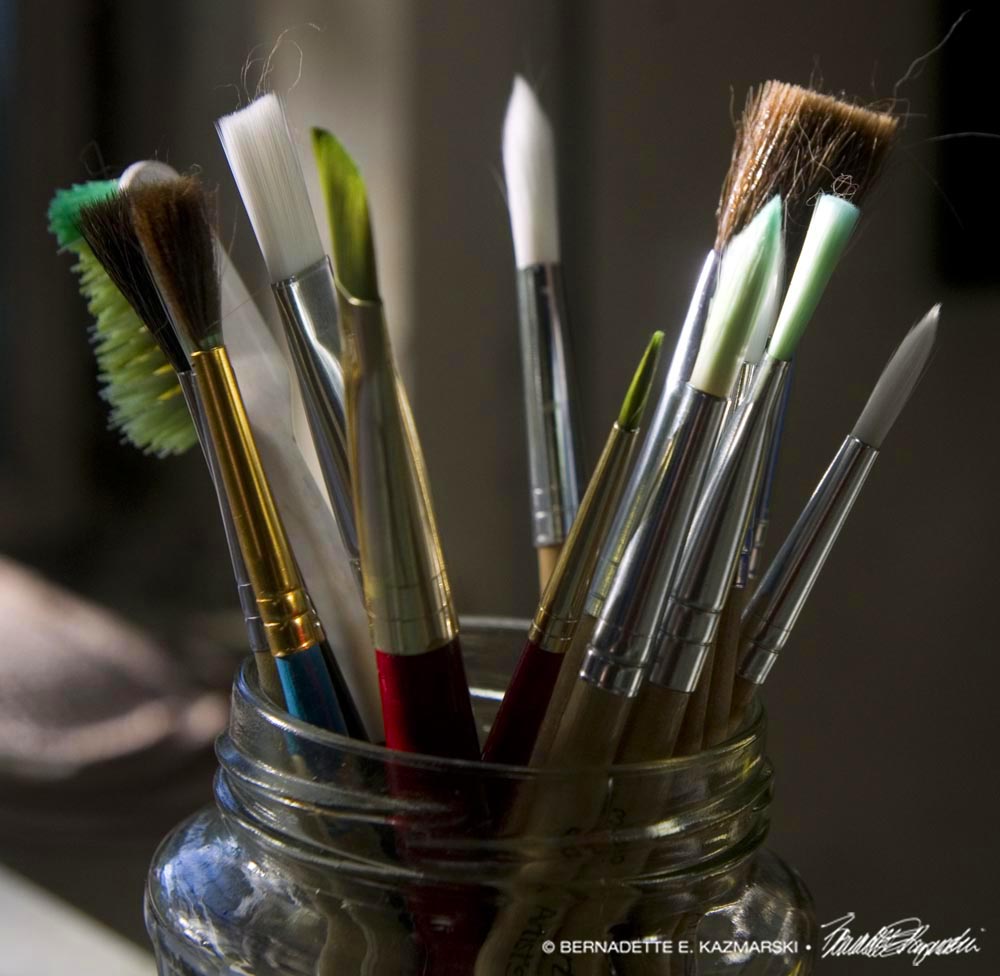 brushes in jar