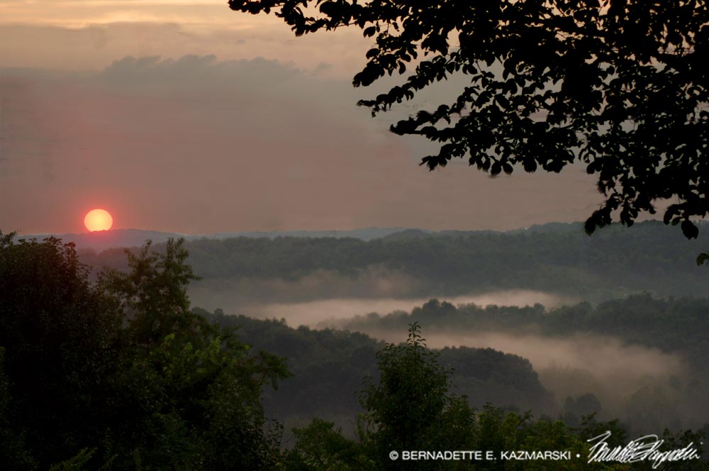 red misty sunset
